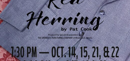 promotional poster for comedy thriller play the long red herring by pat cook
